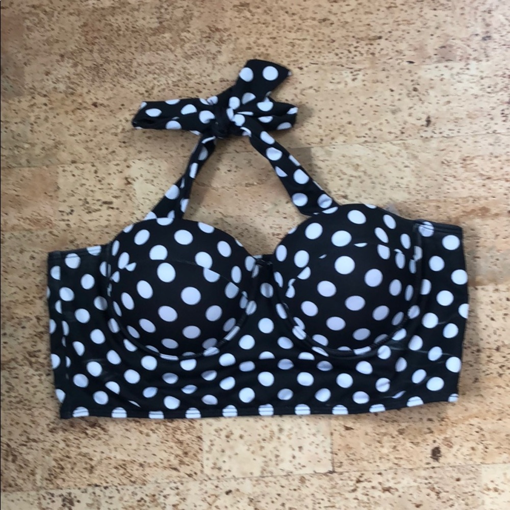 Apparel Polkadot black and white bikini top
